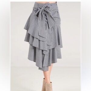 Soprano Asymmetrical Gingham Skirt - Black and White